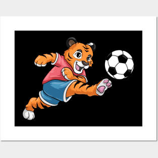 Tiger as soccer player with soccer ball Posters and Art